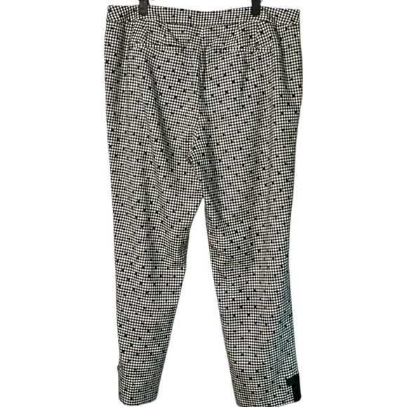 TALBOTS Wool Blend Lined Slim Leg Trousers Black / White Plaid w/ Polka Dot 14 - Picture 4 of 12